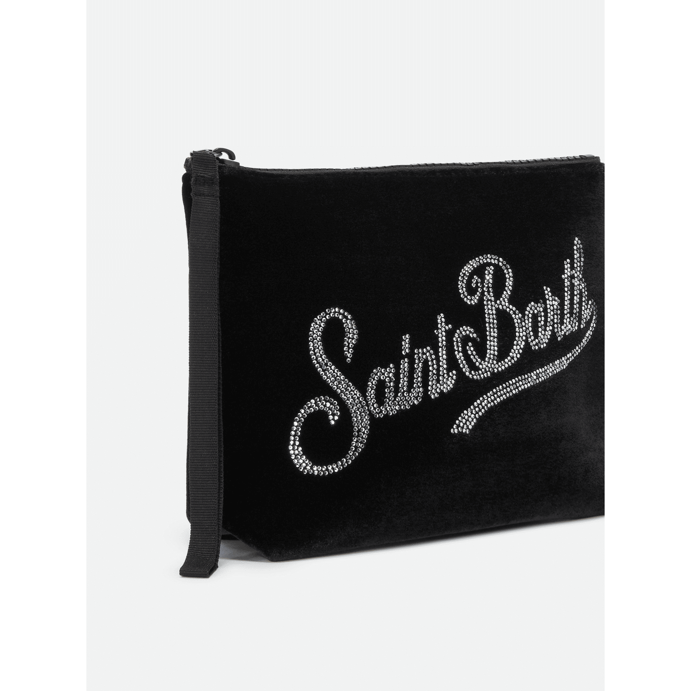 Pochette Aline Velvet in velluto nero e strass