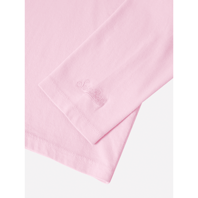 T-shirt Penny in cotone rosa a maniche lunghe con ricamo Bella e Monella