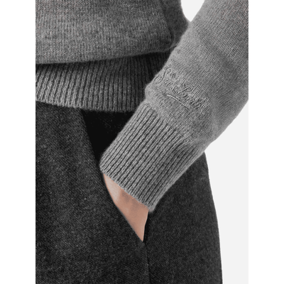 Maglione New Queen in misto cashmere grigio con jacquard lurex Kissenefrega