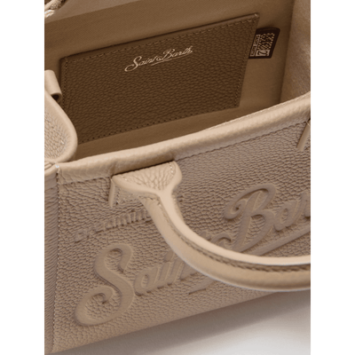 Borsa a spalla Vanity Bag Mini in pelle martellata nocciola