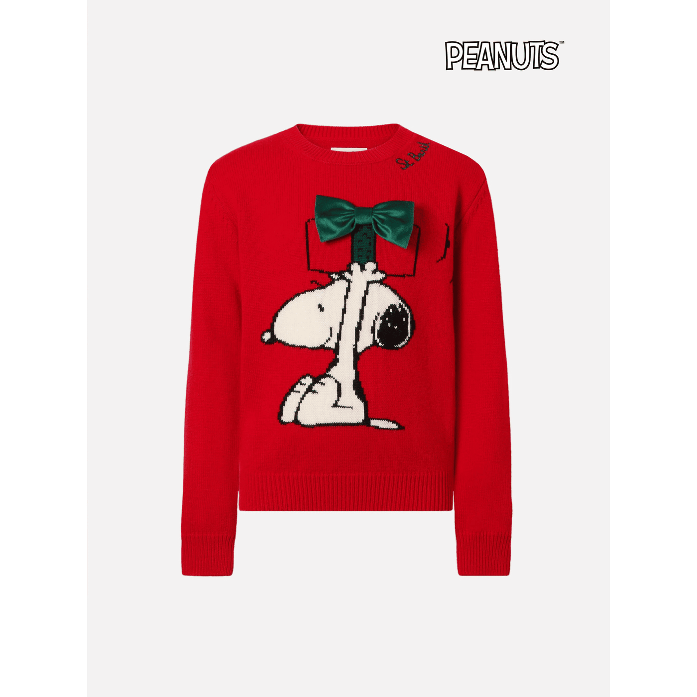 Maglione  Princess in misto cashmere con jacquard Snoopy con applicazione fiocco velluto | PEANUTS SPECIAL EDITION