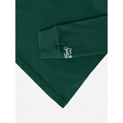 T-shirt Luton in cotone verde a maniche lunghe con ricamo Me ne vado dai nonni