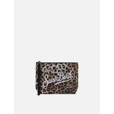Pochette Aline effetto lana con stampa leopardata