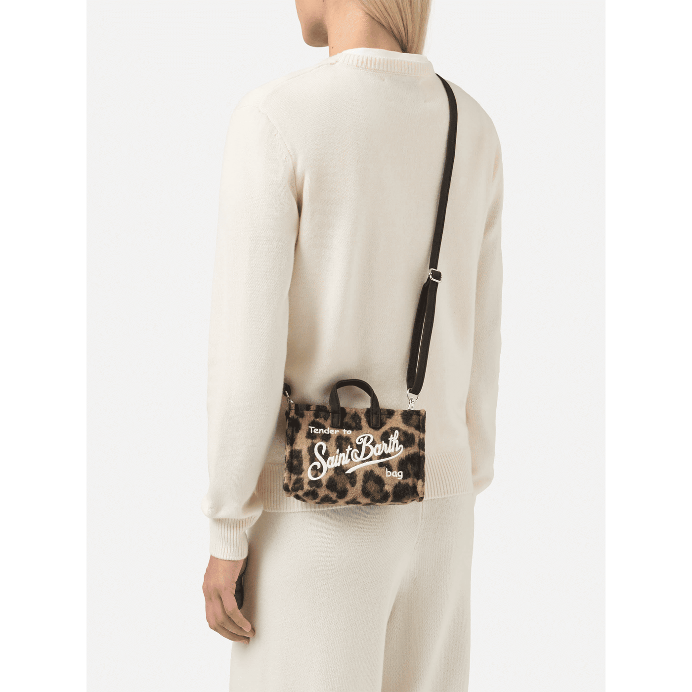 Mini borsa porta telefono Phone Bag Felt in misto lana leopardato