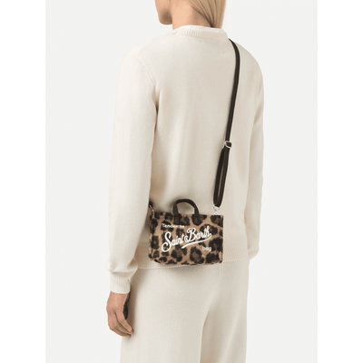 Mini borsa porta telefono Phone Bag Felt in misto lana leopardato