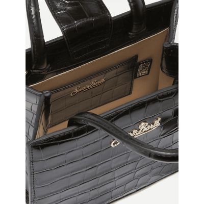 Borsa a mano Shop Bag Mini in pelle stampa cocco nera