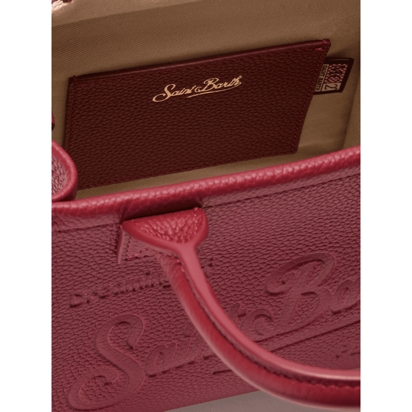 Borsa a spalla Vanity Bag Mini in pelle martellata bordeaux