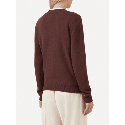 Maglione New Queen in misto cashmere marrone con jacquard Snoopy e ricamo | PEANUTS SPECIAL EDITION