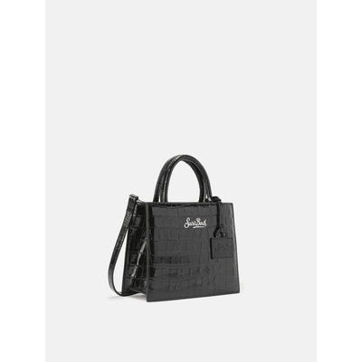 Borsa a mano Shop Bag Mini in pelle stampa cocco nera