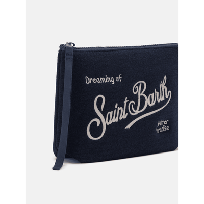 Pochette Aline Wool in misto lana blu