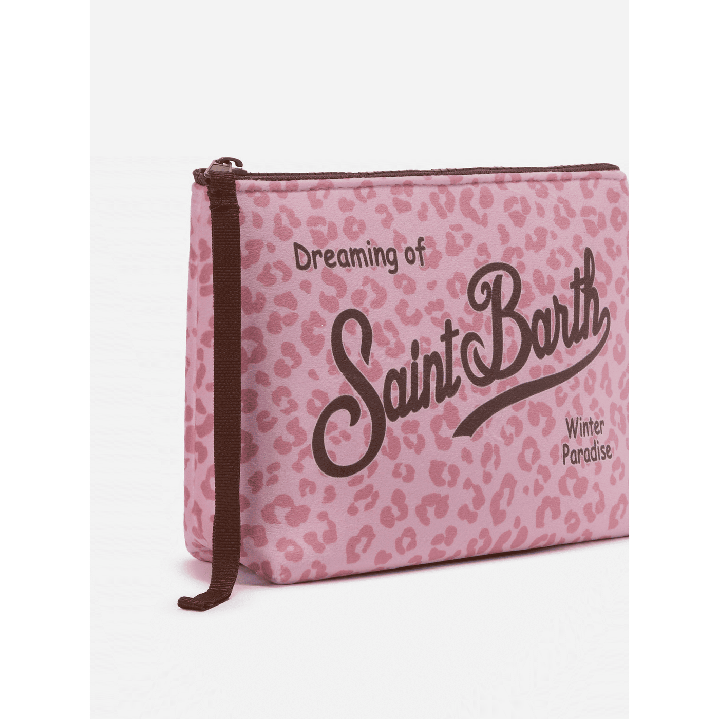 Pochette Aline effetto lana con stampa leopardata rosa