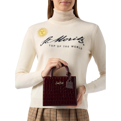 Borsa A Mano Mini In Pelle Bordeaux