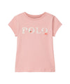 T-shirt for girls 5-7 years with logo pattern