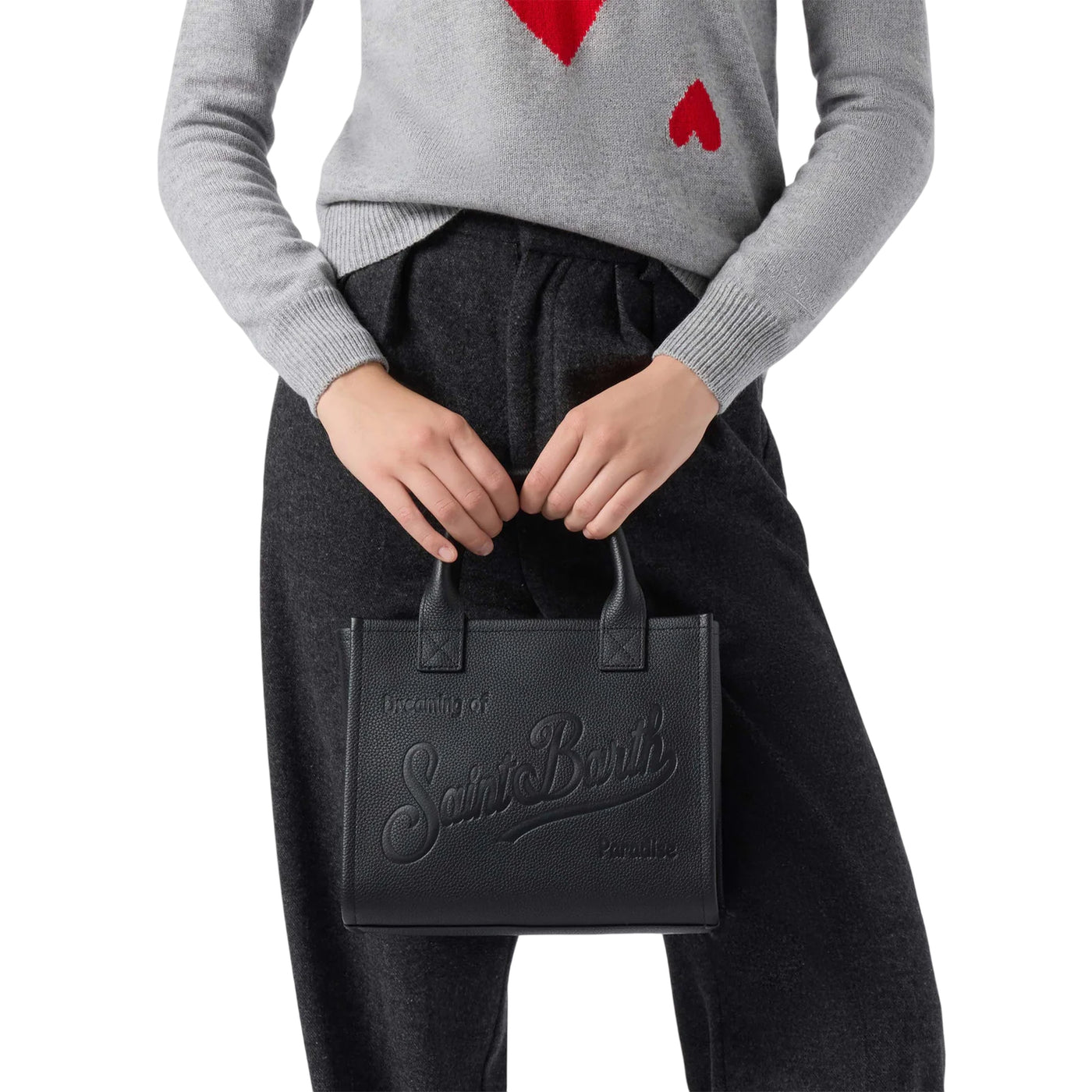 Borsa A Spalla Vanity Bag Midi In Pelle Martellata Nera