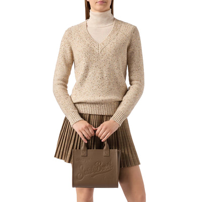 Borsa A Spalla Vanity Bag Midi In Pelle Martellata Marrone