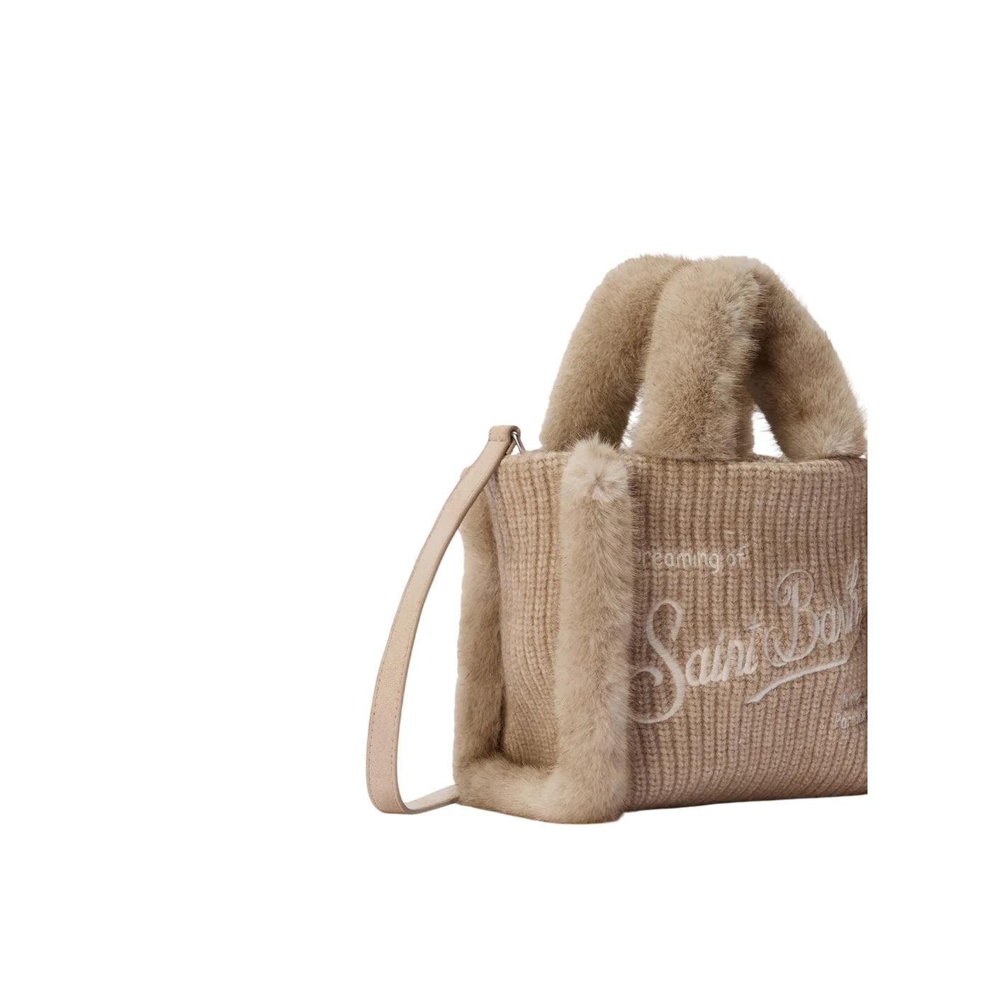 Borsa Morbida A Mano Vanity Mini Shearling Rib In Misto Lana A Trecce Beige