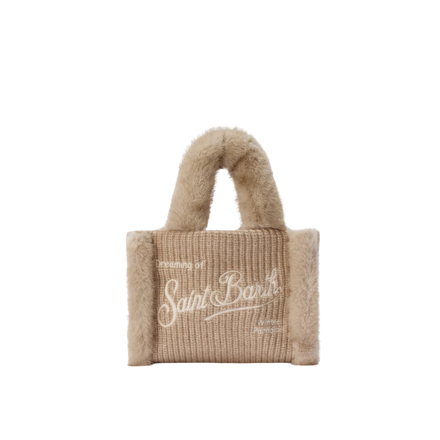 Borsa Morbida A Mano Vanity Mini Shearling Rib In Misto Lana A Trecce Beige