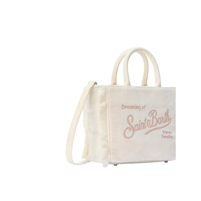 Borsa A Mano Vanity Mini Velvet In Velluto E Faux Suede Bianco