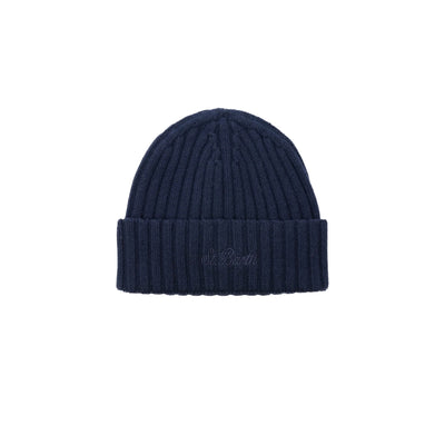 Cappello Beanie in Lana a Coste Blu