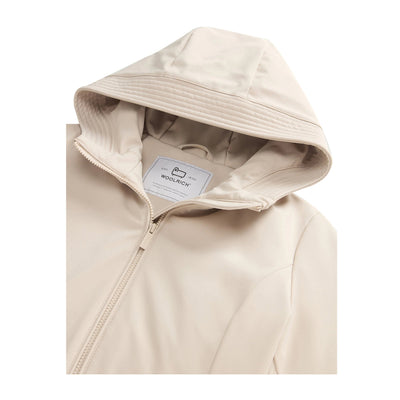 Dettaglio ravvicinato Parka in tessuto liscio impermeabile Beige