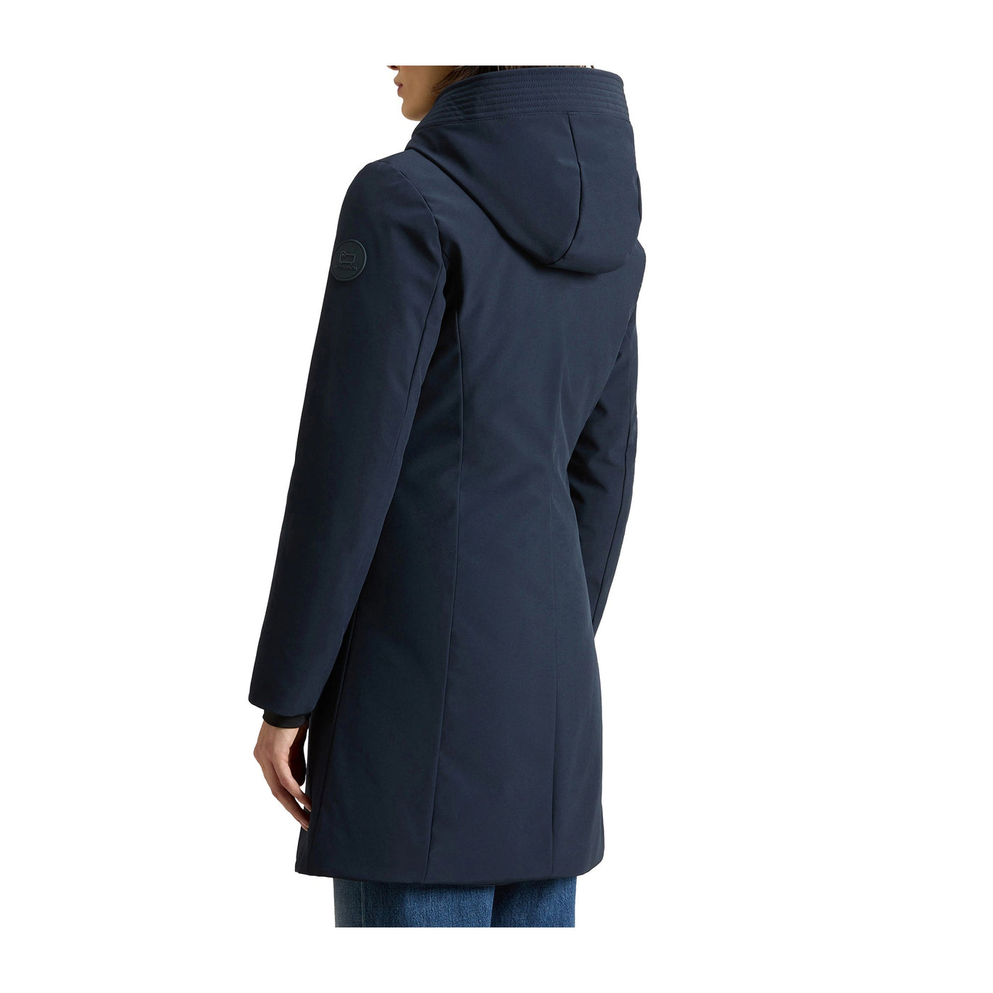 Parka Donna lungo Firth liscio Blu modella retro