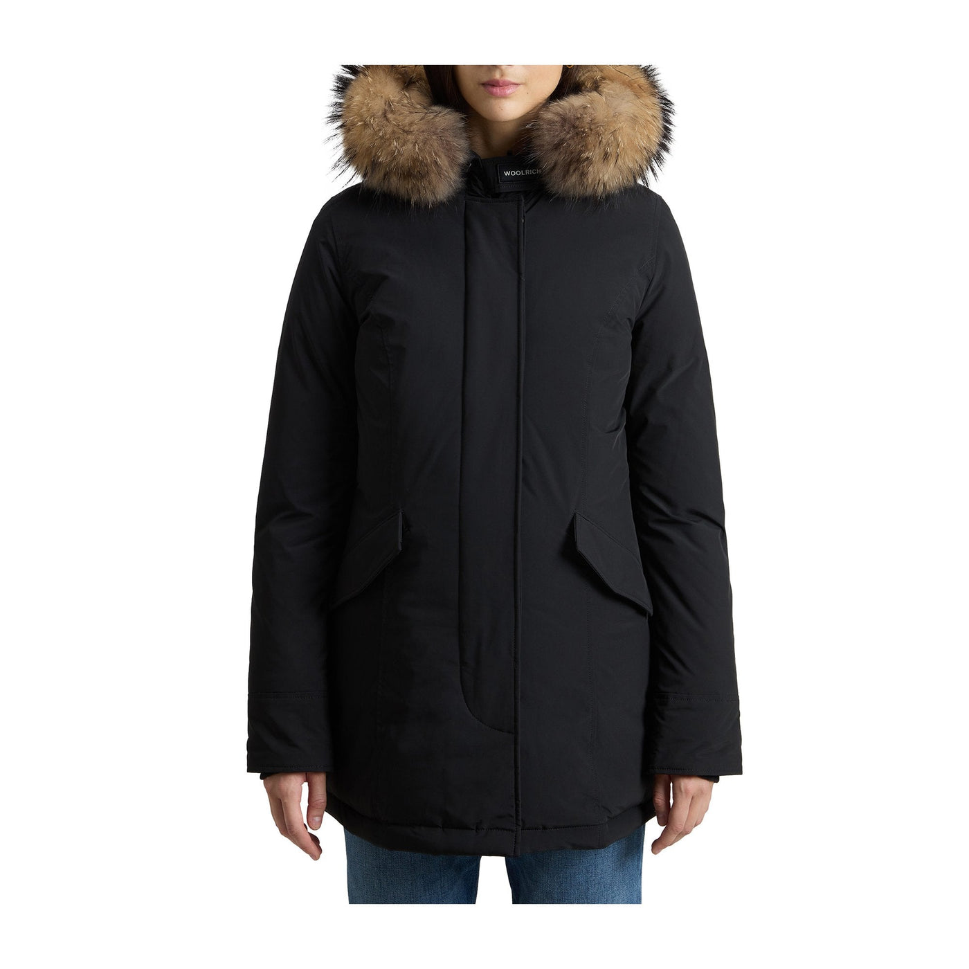 Parka Donna Luxury Artic con pelliccia Nero frontale