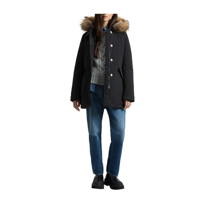 Parka Donna Luxury Artic con pelliccia Nero modella frontale 