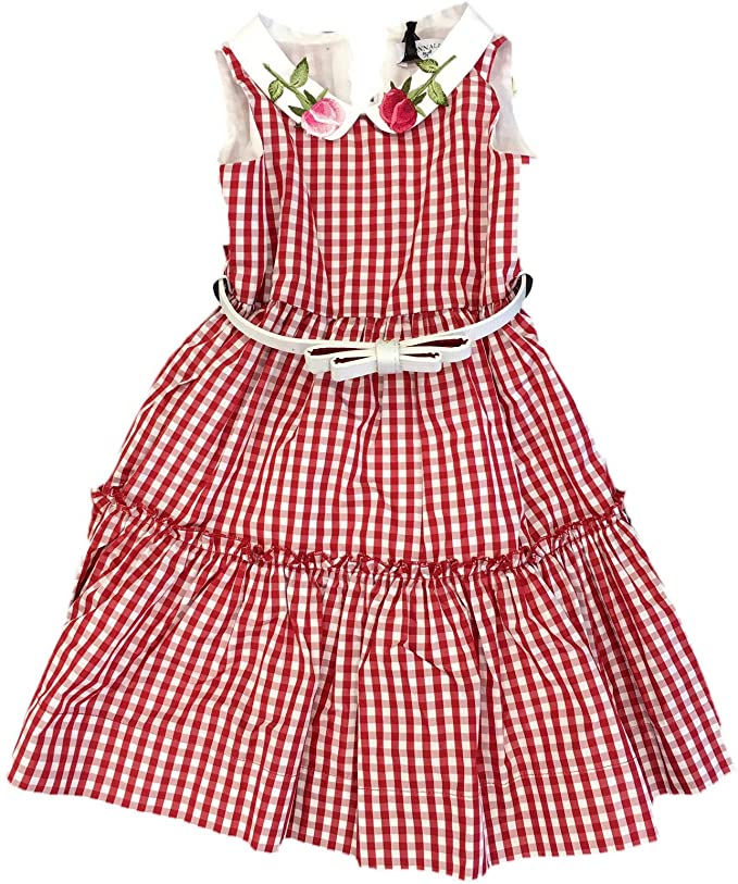 Girl's pinafore dress with embroidered collar