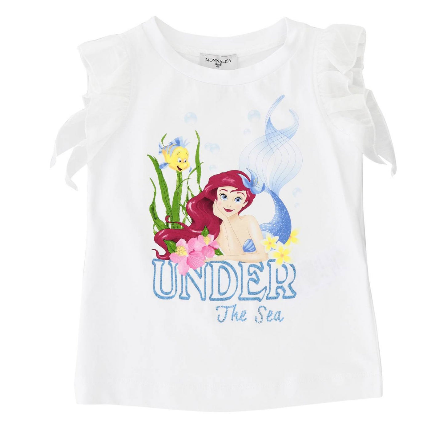 Little girl t-shirt with mermaid print in cotton