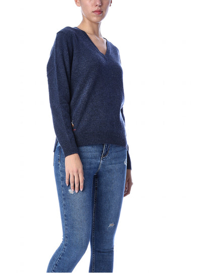 maglione ralph lauren donna blu prodotto intero su modella