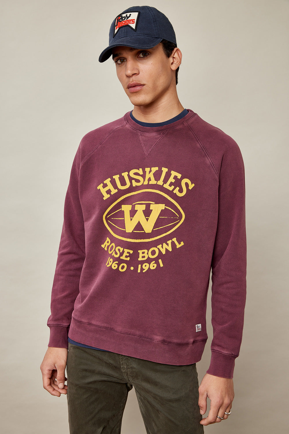 Men's sweatshirt in used effect cotton