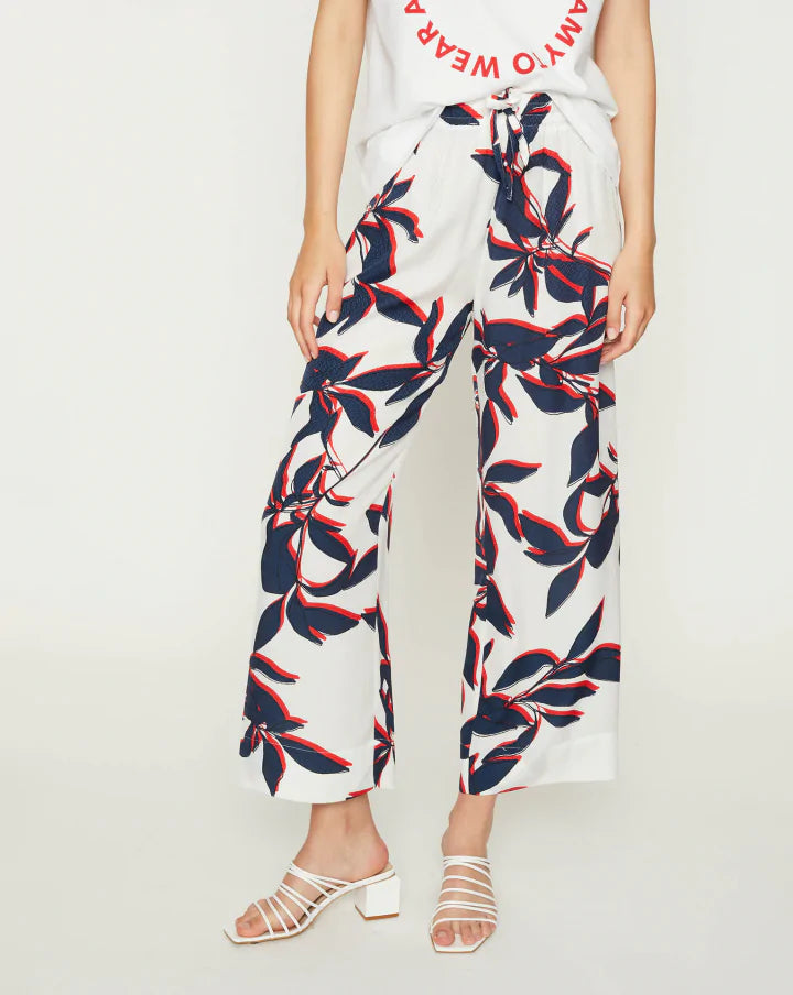 Women's trousers with colored leaves print