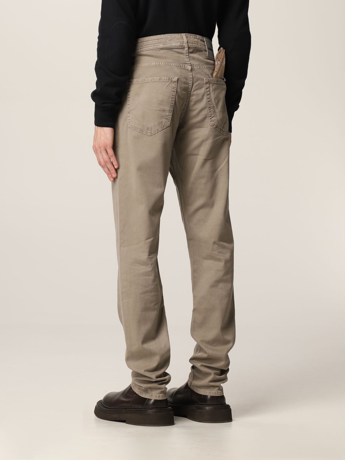 Pantaloni Uomo cinque tasche con patch logo sul retro