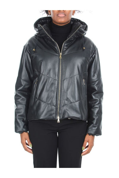Women's NAOMI leather jacket with hood
