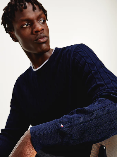 Pullover Uomo girocollo in maglia intrecciata