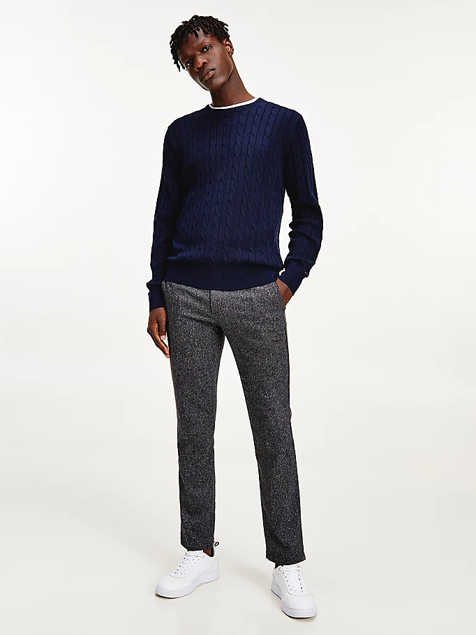 Pullover Uomo girocollo in maglia intrecciata