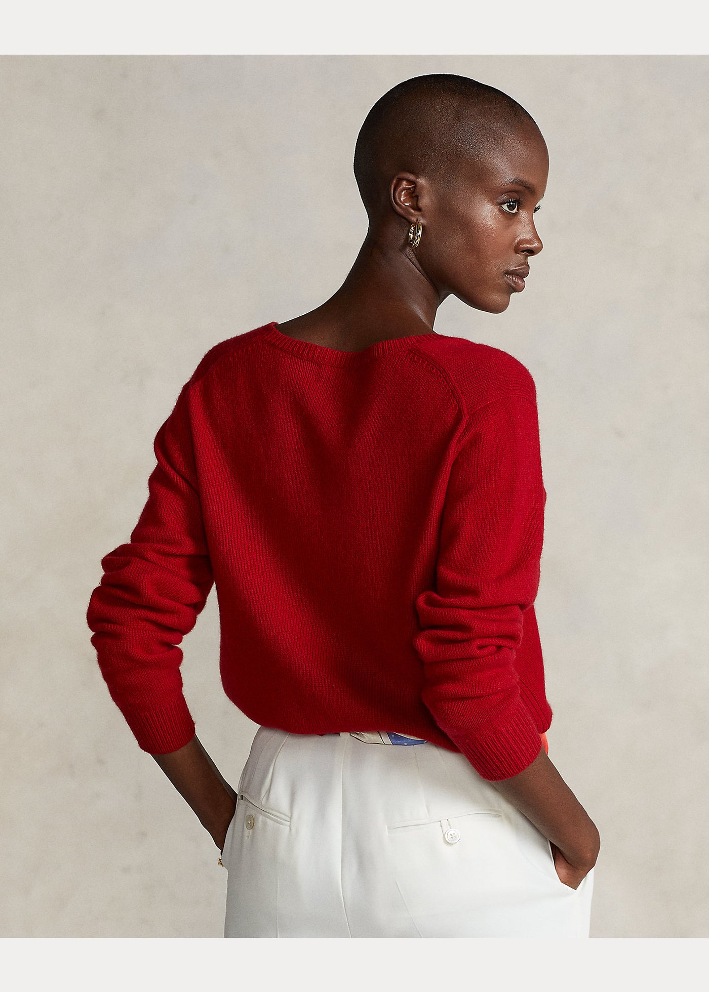 retro maglione ralph lauren donna rosso su modella