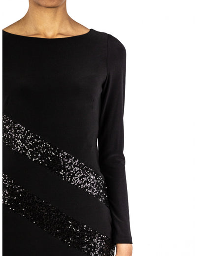 Slim fit women's dress with sequins and sequins