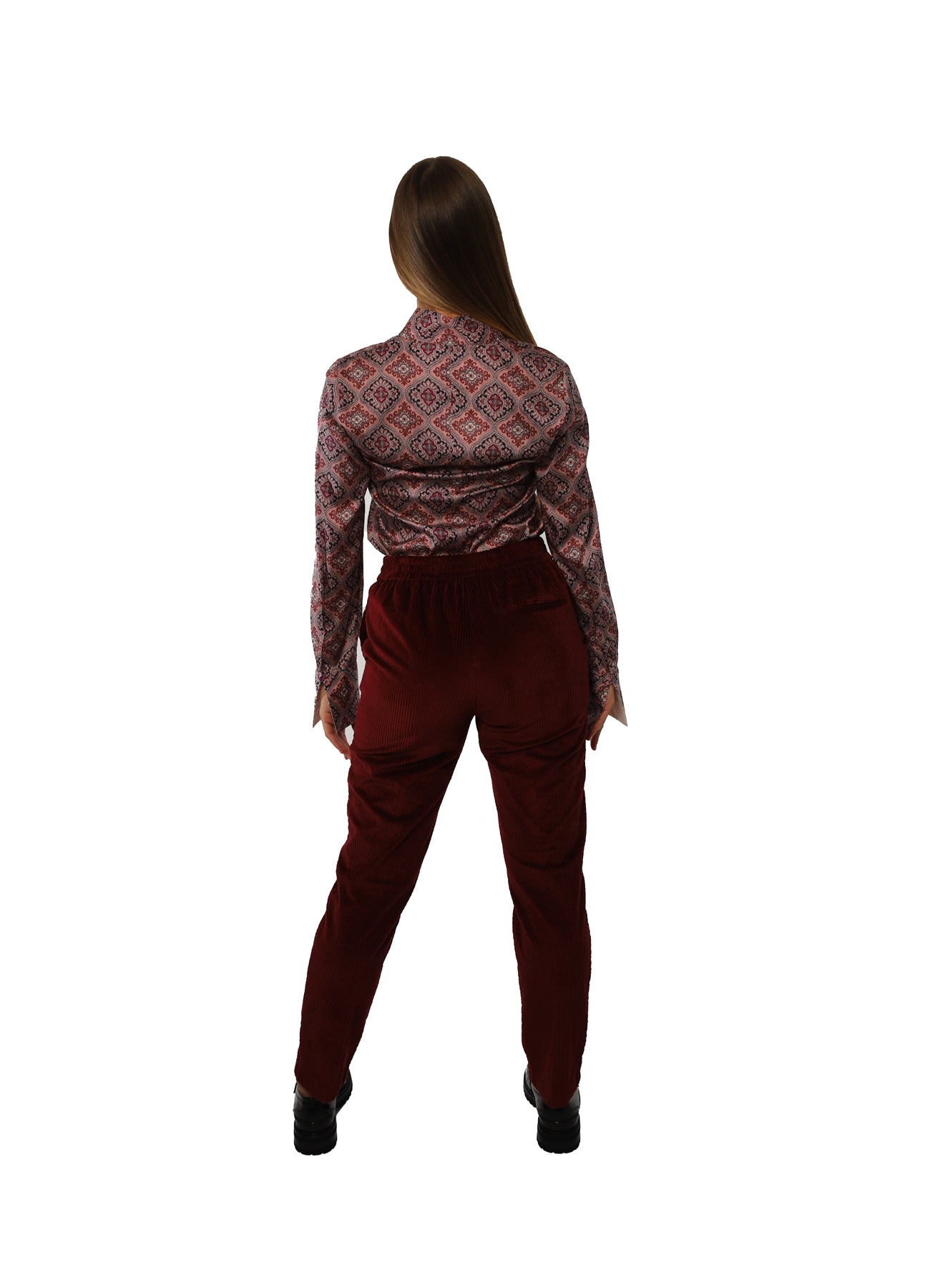 Women's trousers in stretch rocker velvet