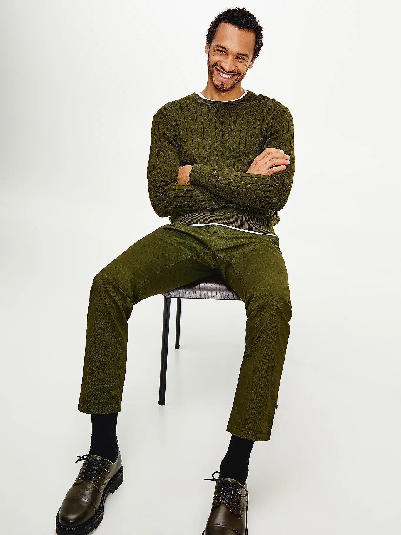 Pullover Uomo girocollo in maglia intrecciata