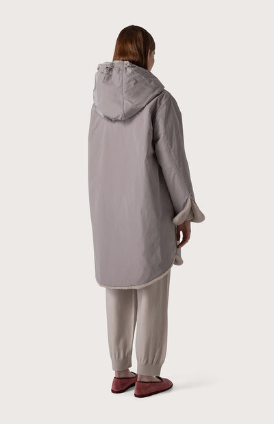 Cappotto Donna bi-tessuto con pelliccia