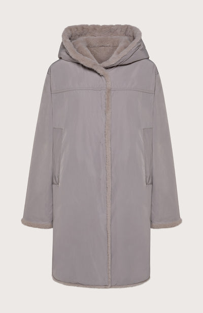 Cappotto Donna bi-tessuto con pelliccia