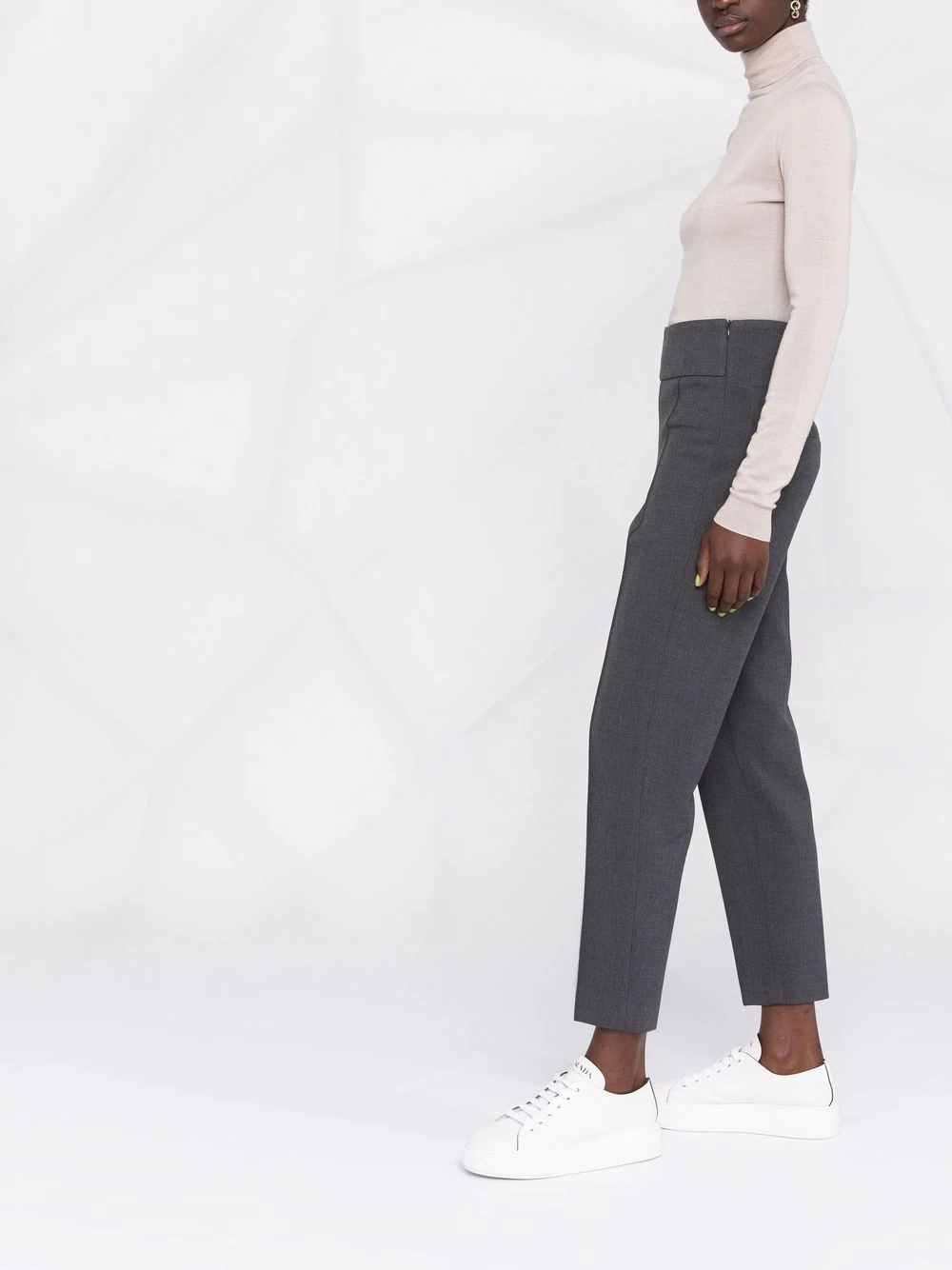 Women's crop mix fiber trousers