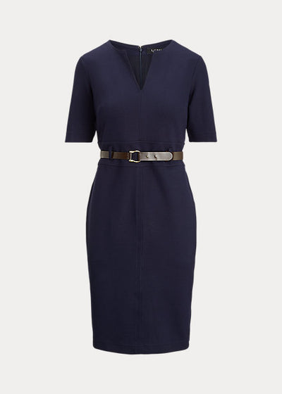 Women's dress in ponte fabric with belt