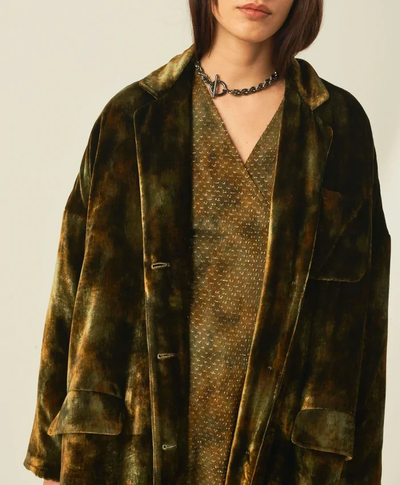 Women's coat in silk velvet