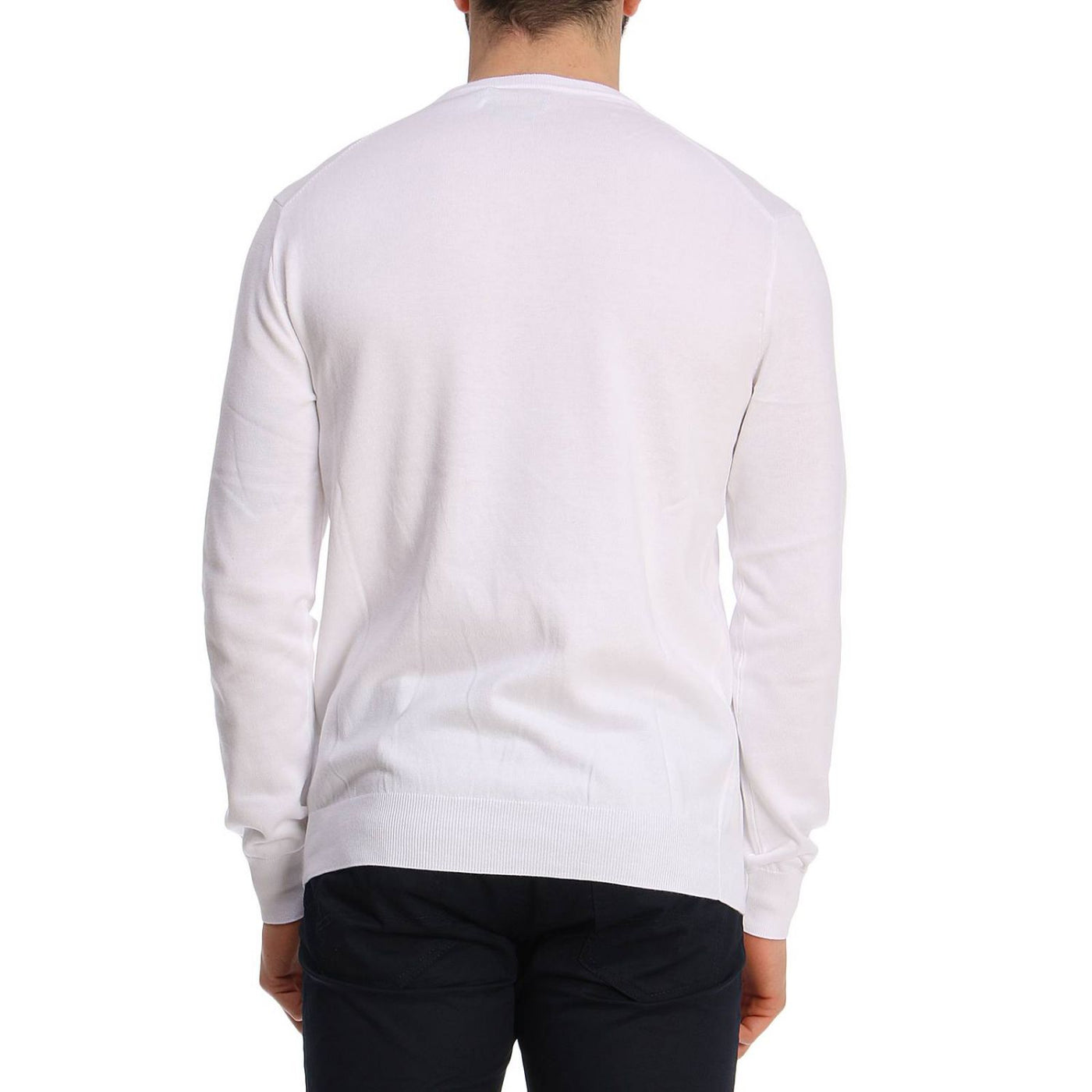 Men's sweater with stretch micro-ribbed crew neck