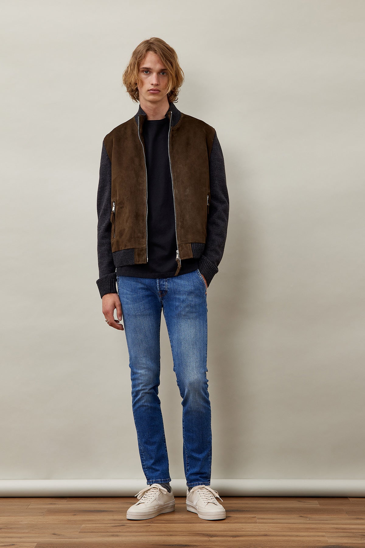 Giubbotto Uomo in maglia e suede