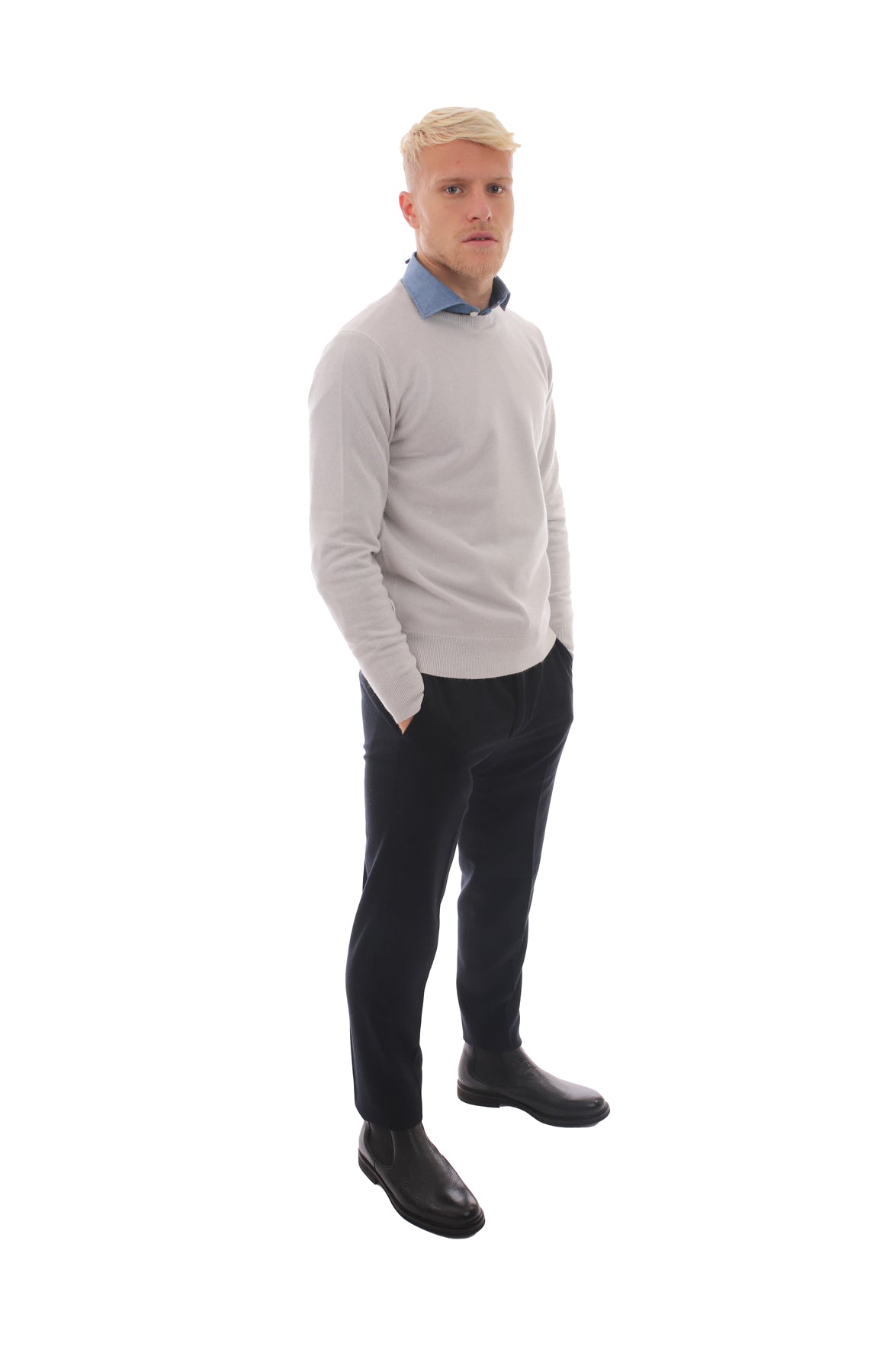 Maglione Uomo con orli a costine