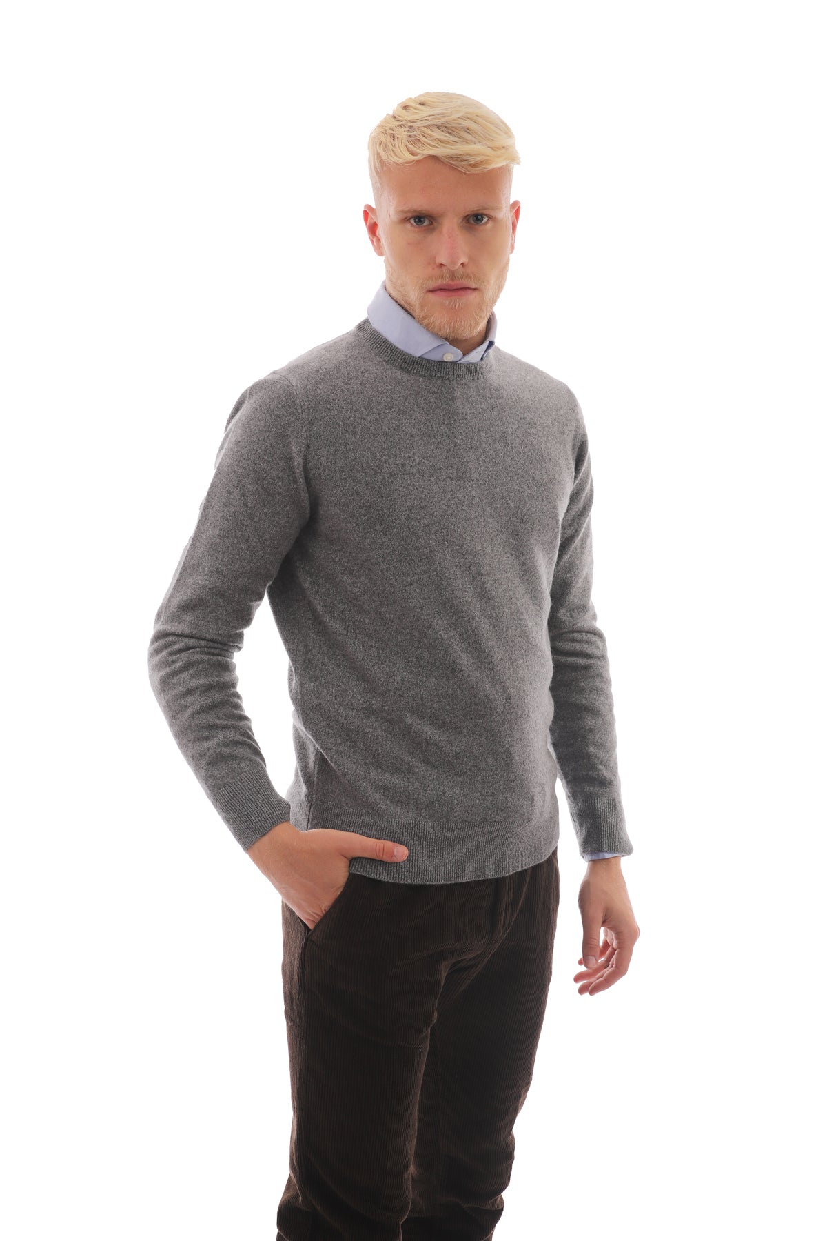 Maglione Uomo con orli a costine