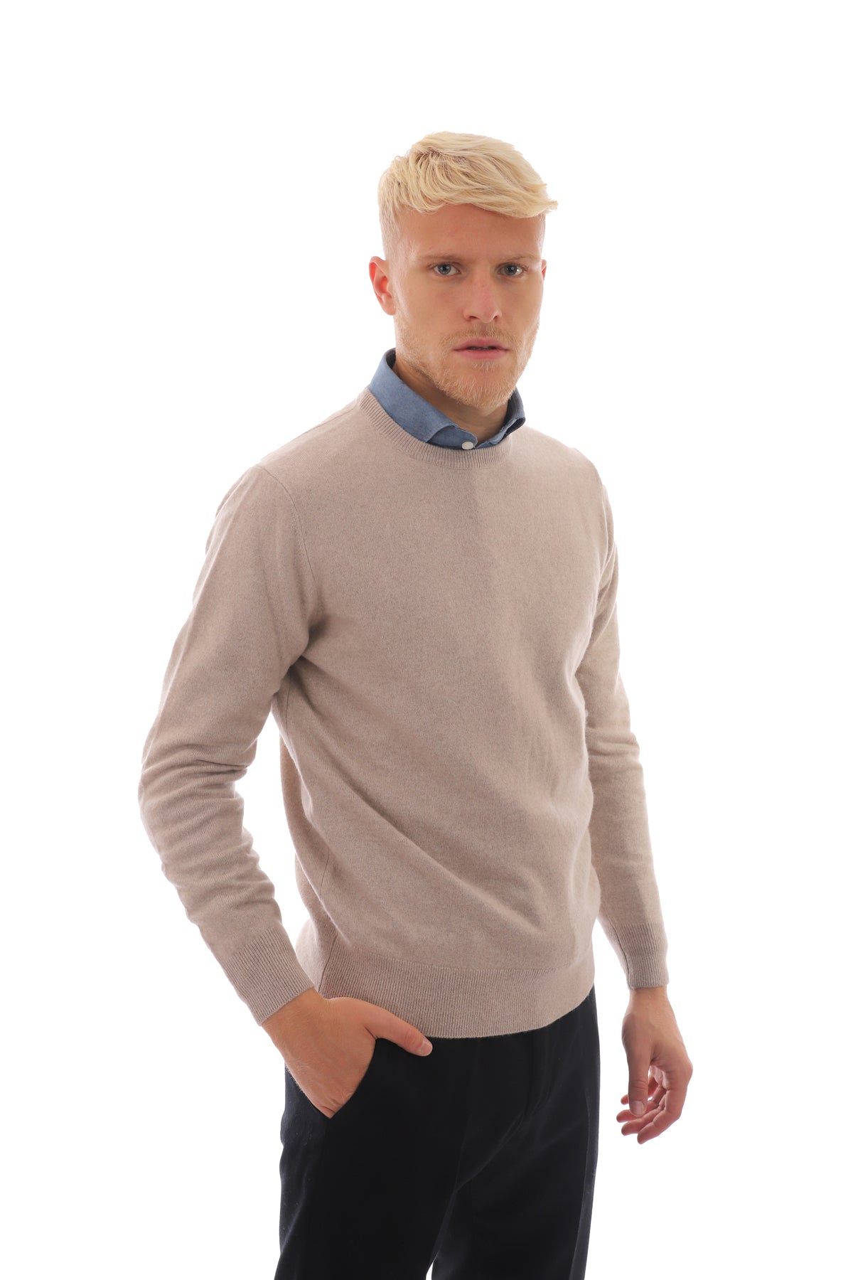 Maglione Uomo con orli a costine